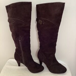 Brown faux suede knee high boots size 9